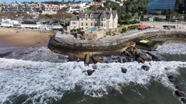 Lizbon Bölgesi, Cascais 'deki Duques De Palmela Sarayı. Plaj manzarası. Turizm Tarihi Yer. Saray Sahnesi. Lizbon Bölgesi Cascais 'deki Duques De Palmela Sarayı.