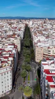 Valence Community İspanya 'da Valencia Skyline' da. Ortaçağ Binaları Sahnesi. Şehir merkezindeki şehir manzarası. Valence Community İspanya 'da Valencia. Kültür Mirası Skyline. Şehir Sahnesi.