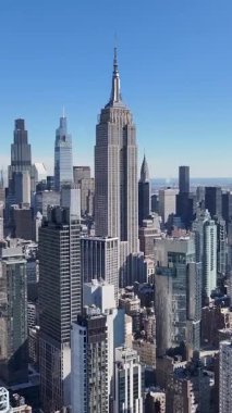 New York 'ta, Manhattan' da Empire State. Highrise Binaları Sahnesi. Güzel şehir manzarası. New York 'ta Empire State. İş Bölgesi Manzarası.