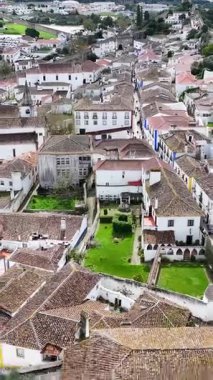 Leiria Portekiz 'deki Obidos Şatosu' nda. Old Town Skyline 'da. Ortaçağ Köyü. Güzel şehir manzarası. Leiria Portekiz 'deki Obidos Şatosu' nda. Kültür Geçmişi.