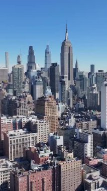 New York Skyline New York 'ta Manhattan' da. Highrise Binaları Sahnesi. Güzel şehir manzarası. New York Skyline, New York Birleşik Devletleri. Empire State Binası Manzarası.