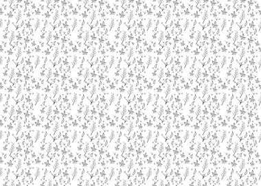 Yaprak ve dallarla kusursuz desen, vektör, siyah ve beyaz