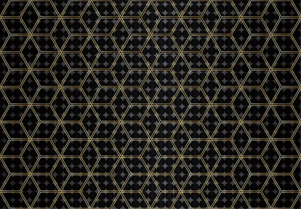 Абстрактний Чорний Фон Золотими Багатокутними Формами — стоковий вектор