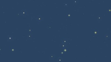 Sakin, koyu mavi bir gece gökyüzü parlak yıldızlar ve parlak ışıklarla dolu, kozmik bir arka plan kadar mükemmel, örtülü, meditasyon temalı, ya da zarif hareketli grafiksel elementlerle.