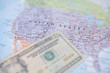 Haritada Amerika Birleşik Devletleri Üzerinde 20 Dolarlık banknot