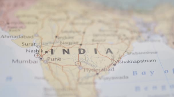 Η χώρα της Ινδίας σε ένα πολύχρωμο και θολό χάρτη της Νότιας Ασίας — Αρχείο Βίντεο