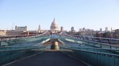 The Millennium Bridge Ramp with the Saint Paul Cathedral as Background