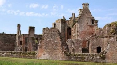 Medieval Ruins of Ancient Scottish Fortress Caerlaverock, Surrounded By Nature