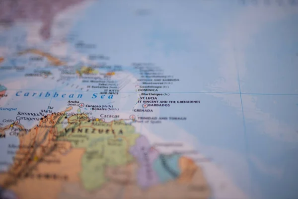 San Vicente y las Granadinas en un colorido mapa de las Antillas Menores — Foto de Stock