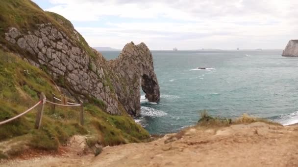 Astonishing View of The Durdle Door on a Cloudy and Windy Day — Video