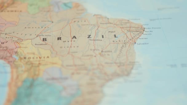 The Country of Brazil on a Colorful and Blurry South America Map — Video