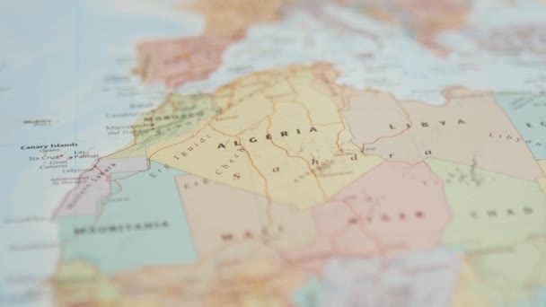 Algeria on a Colorful and Blurry Map of the North of African — Video