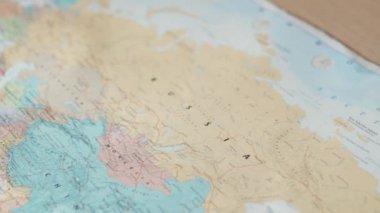 View of Northern Asia on a Colorful and Blurry World Map