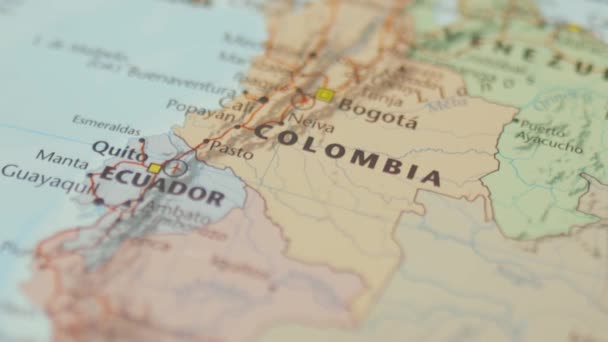 The Country of Colombia on a Colorful and Blurry South America Map — ストック動画