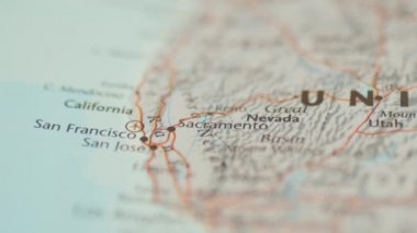 San Francisco on a Blurry and Colorful United States of America Map