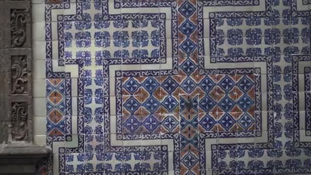 Blue and Orange Tiled Wall on a Building From the Condesa Neighbourhood — Αρχείο Βίντεο