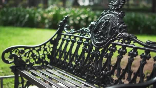 Classic Metal Benches at the Alameda Central Public Park — Wideo stockowe