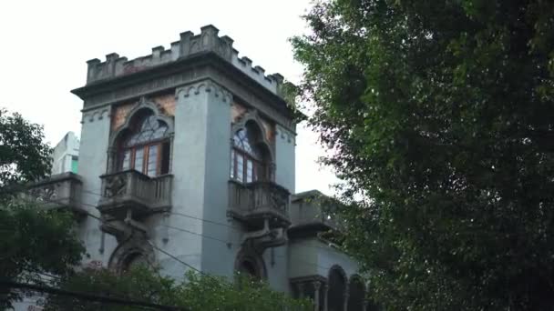 Medieval Looking Building From Mexico City Behind Some Trees — Stockvideo