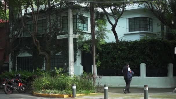 Casa Branca do Bairro Chamado Coyoacan na Cidade do México — Vídeo de Stock