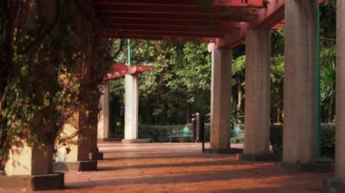 Pergola Yolu Bir Parkın Ortasında Sütunlarla çevrili