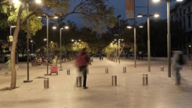 Güzel Sanatlar Sarayı 'nın yakınındaki parkta gezinen insanlar.