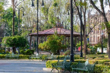 Coyoacan 'daki bir parkın ortasında büfe.