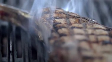 Izgaranın üstünde sulu bir parça et.