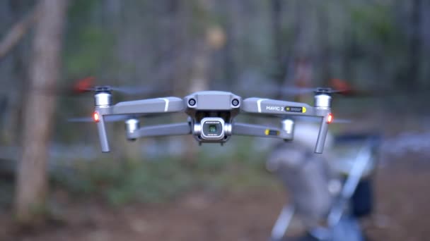 Drone terbang rendah di tengah hutan — Stok Video