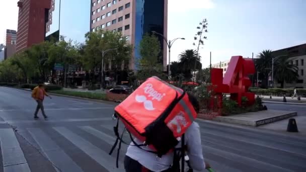 Pomnik Ayotzinapa w spokojnej, zacienionej ulicy od Mexico City — Wideo stockowe