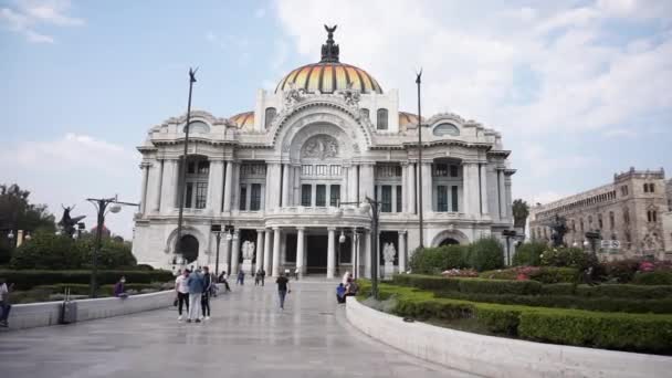 Primera cara del Palacio de Bellas Artes de la Ciudad de México — Vídeos de Stock