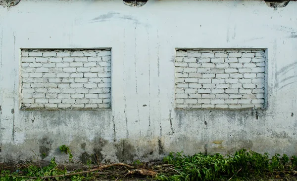 Kwadratowa Dziura Betonowej Ścianie Zamurowanym Otworem Tłem Rozpaczy Związku Ograniczeniem — Zdjęcie stockowe