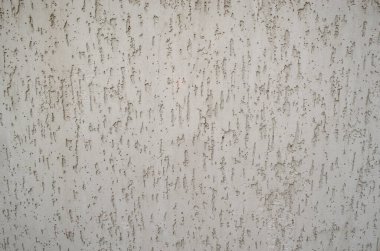 Kalkmış beyaz duvarın arka planı dekoratif alçıyla tamamlanmış. Boyanmış düz soluk gri arka plan katı duvar tahılı.