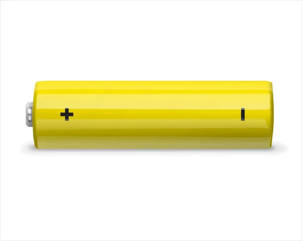 Realistische Gelbe Batterie Umweltfreundliche Alternative Energie Vektorillustration Batterien Typ — Stockvektor