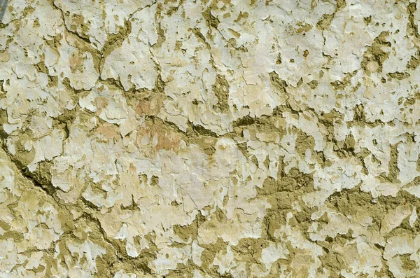 Çamur Duvar Duvarda Eski Boyalar Çatlak Duvarlar Var Kulübenin Duvarında — Stok fotoğraf