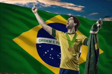 Altın madalya kutluyor atlet