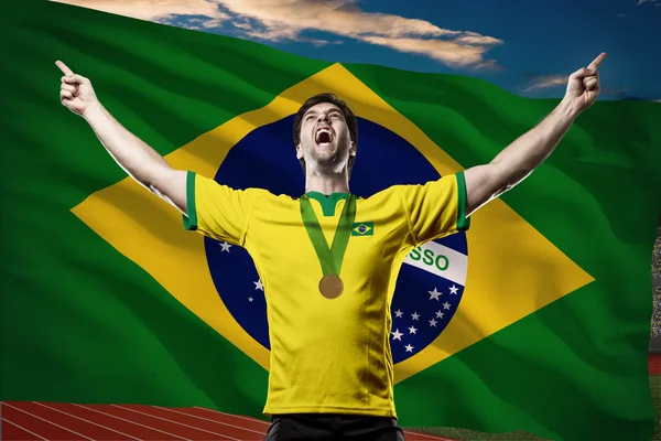 Athlete Celebrating a golden medal — Stock Photo, Image