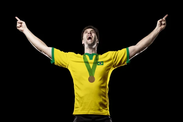 Αθλητής γιορτάζει ένα χρυσό μετάλλιο — Φωτογραφία Αρχείου