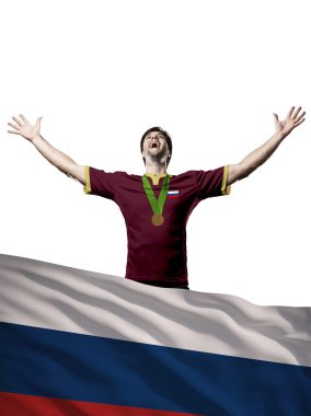 Altın madalya kutluyor atlet