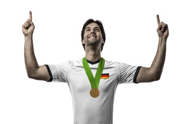 Altın madalya kutluyor atlet