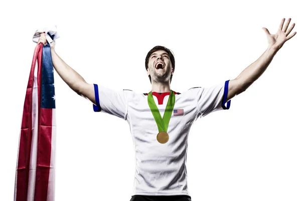 Athlete Celebrating a golden medal — Stock Photo, Image