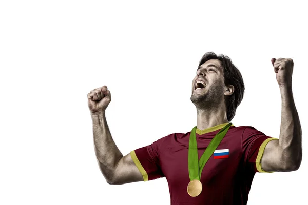 Athlete Celebrating a golden medal — Stock Photo, Image