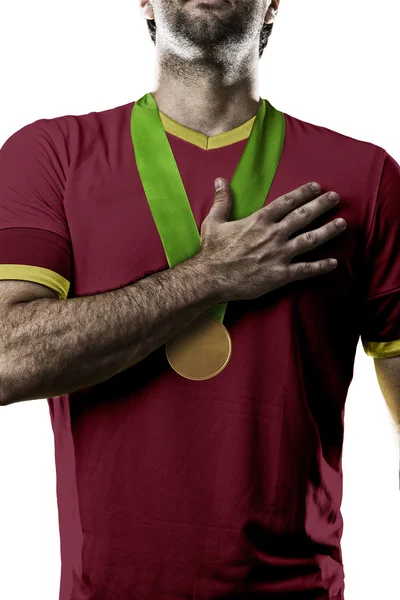 Athlète Célébrant une médaille d'or — Photo