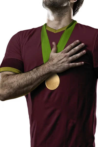 Athlète Célébrant une médaille d'or — Photo