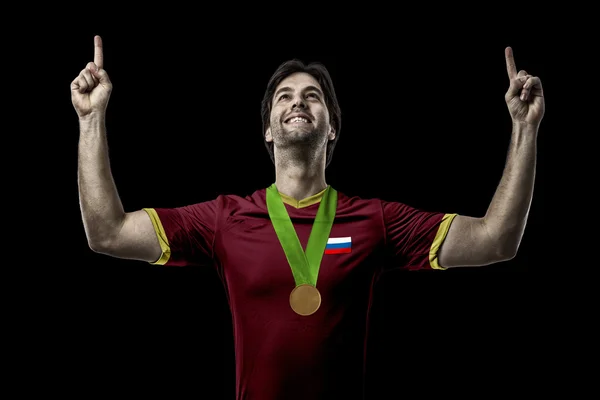 Atleta Celebrando uma medalha de ouro — Fotografia de Stock