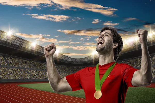 Altın madalya kutluyor atlet — Stok fotoğraf