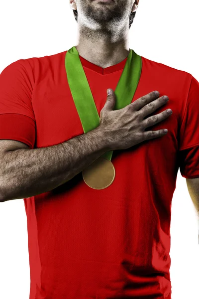 Athlète Célébrant une médaille d'or — Photo