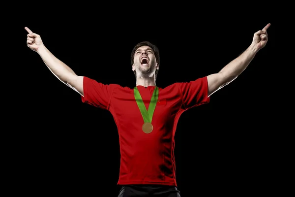 Athlete Celebrating a golden medal — Stock Photo, Image