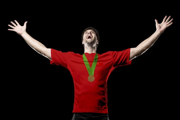 Athlete Celebrating a golden medal — Stock Photo, Image