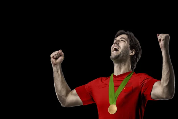 Athlete Celebrating a golden medal — Stock Photo, Image