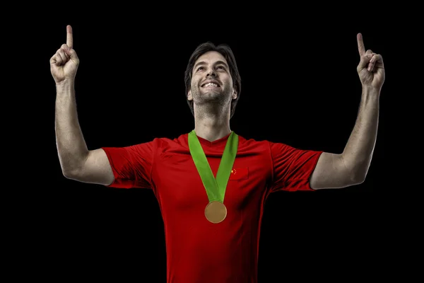 Athlete Celebrating a golden medal — Stock Photo, Image